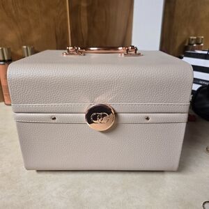 Caboodles Beige Cosmetic Case with Rose Gold Accents
